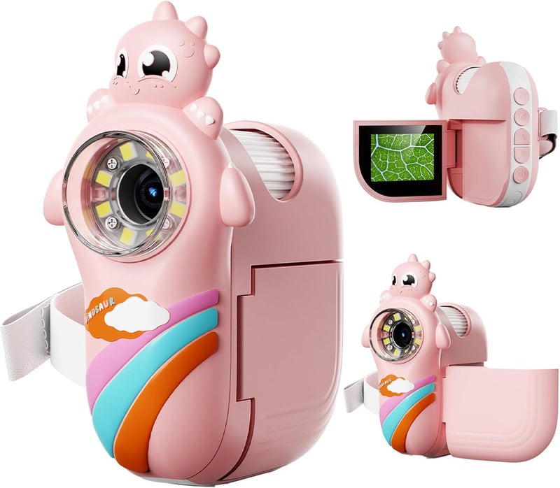 GinoCaco Kids Handheld Digital Microscope with Photo and Video Functions, 2'' LCD Screen - Educational Science Christmas Birthday Gifts for Over 3 Years Old - Pink - Image 1